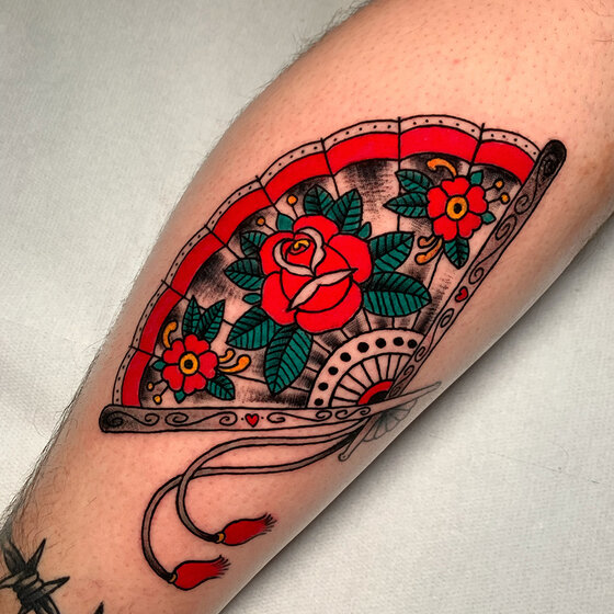 tatuaggio ventaglio traditional