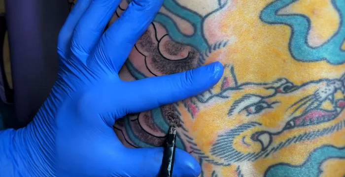 Traditional Tebori method tattoos